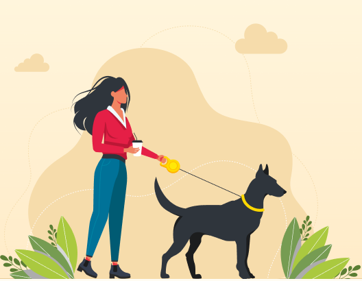 Woman walking her dog